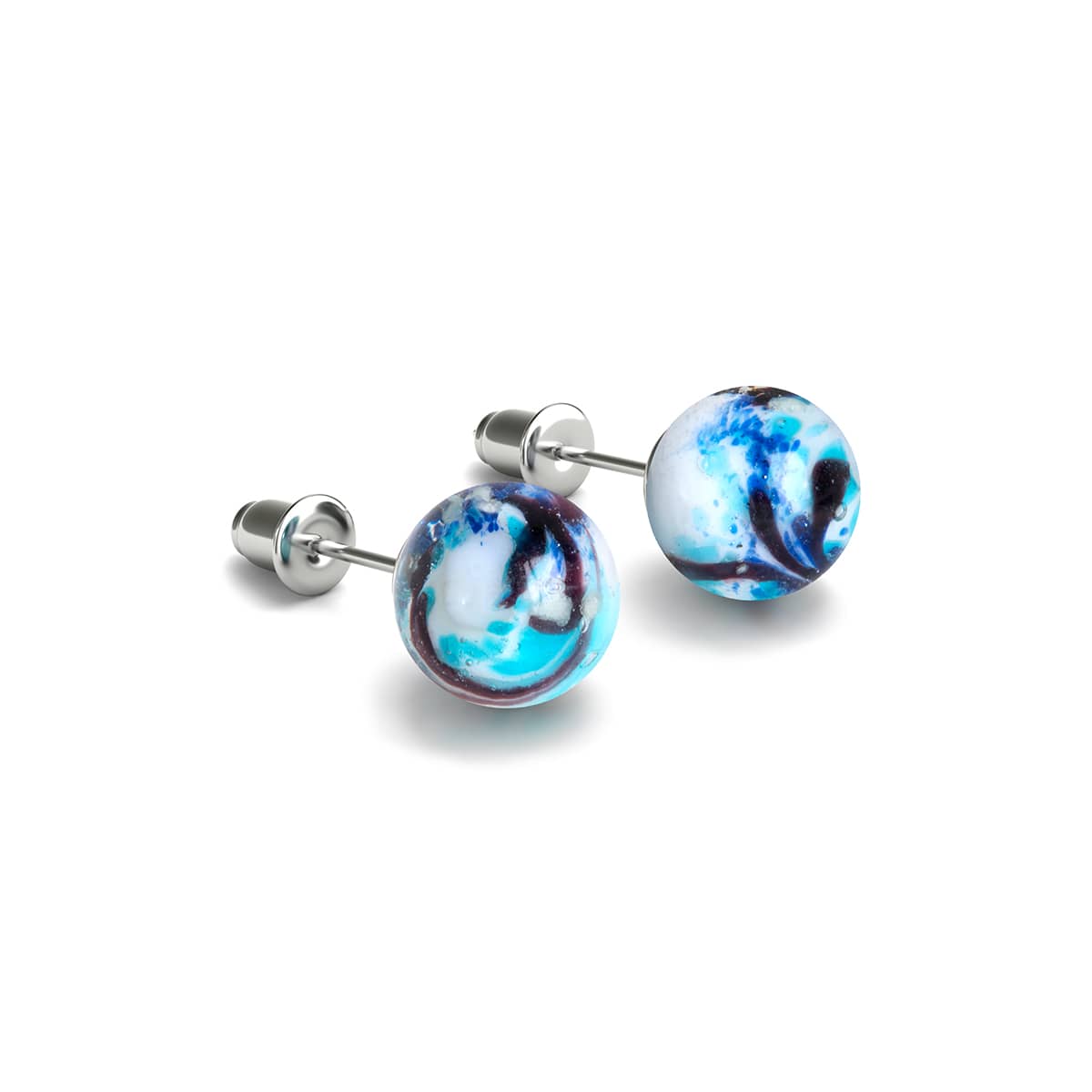 Blue Period | .925 Sterling Silver | Picasso Firefly Glass Diamonds Stud Earrings